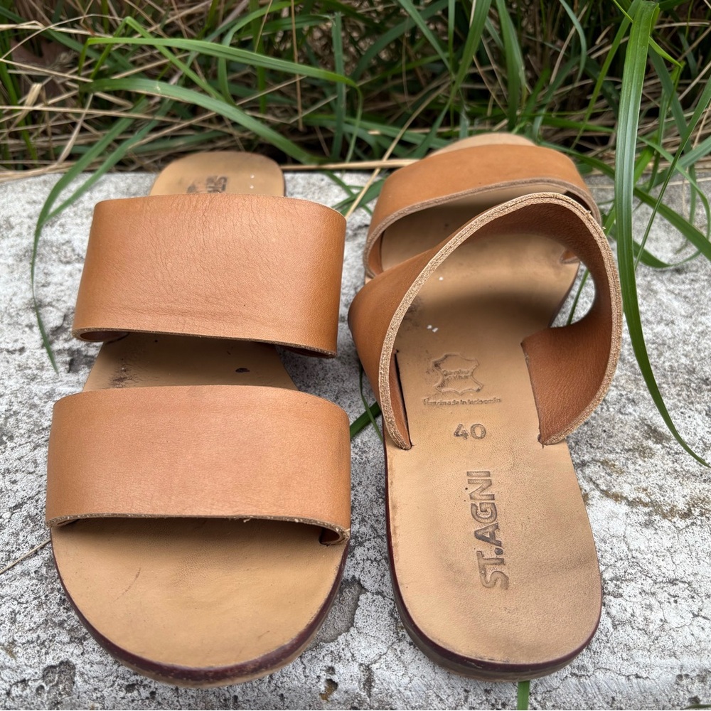 St. Agni Tan Sandals with Minimalist Design
